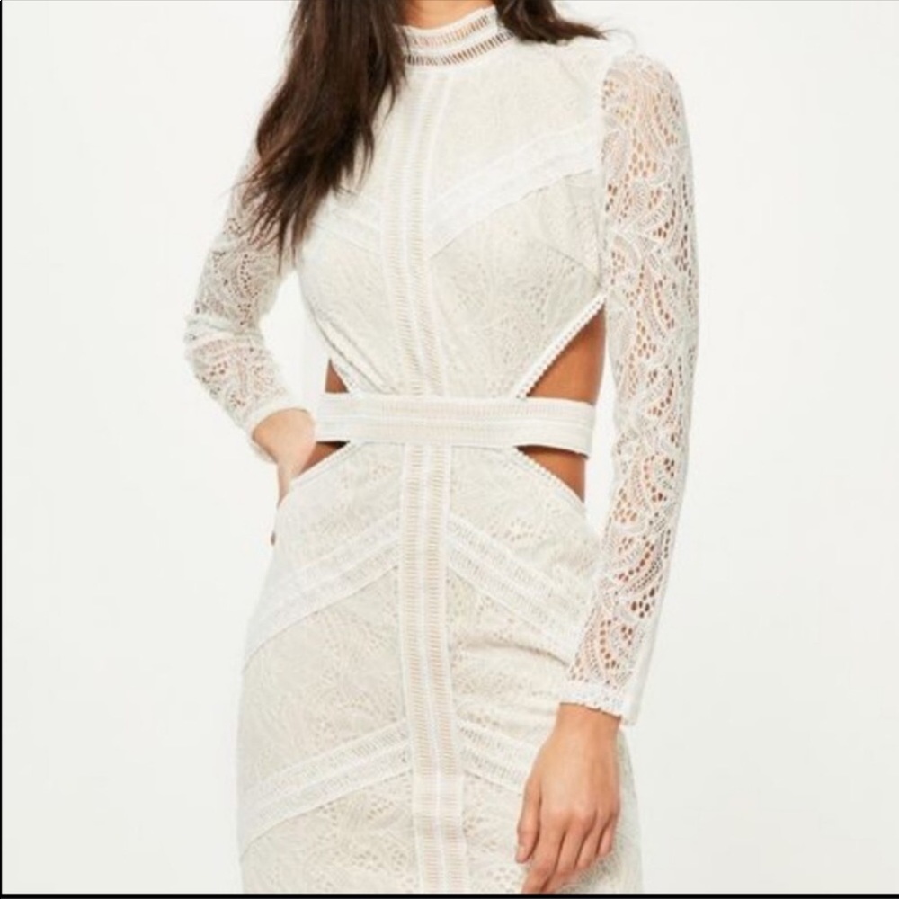 MISSGUIDED WHITE LACE SEXY DRESS 4 cutout